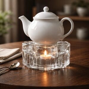 Vintage Glass Design Georgshütte Hearts Candle Holder Trivet Teapot Warmer